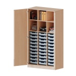 ErgoTray Schrank, 3reihig, 5 OH, zweitürig, mit 30 flachen Boxen, B/H/T 104,5x190x50cm 